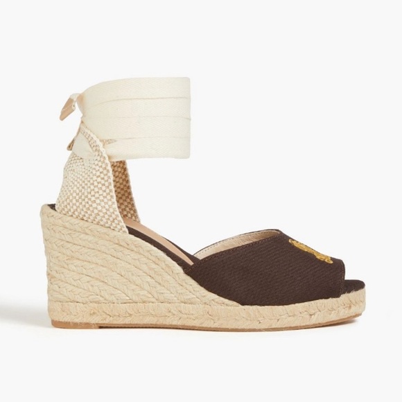 GANNI Embroidered Canvas Wedge Espadrilles - Women’s Size 38 (US 8) - New - Picture 1 of 13